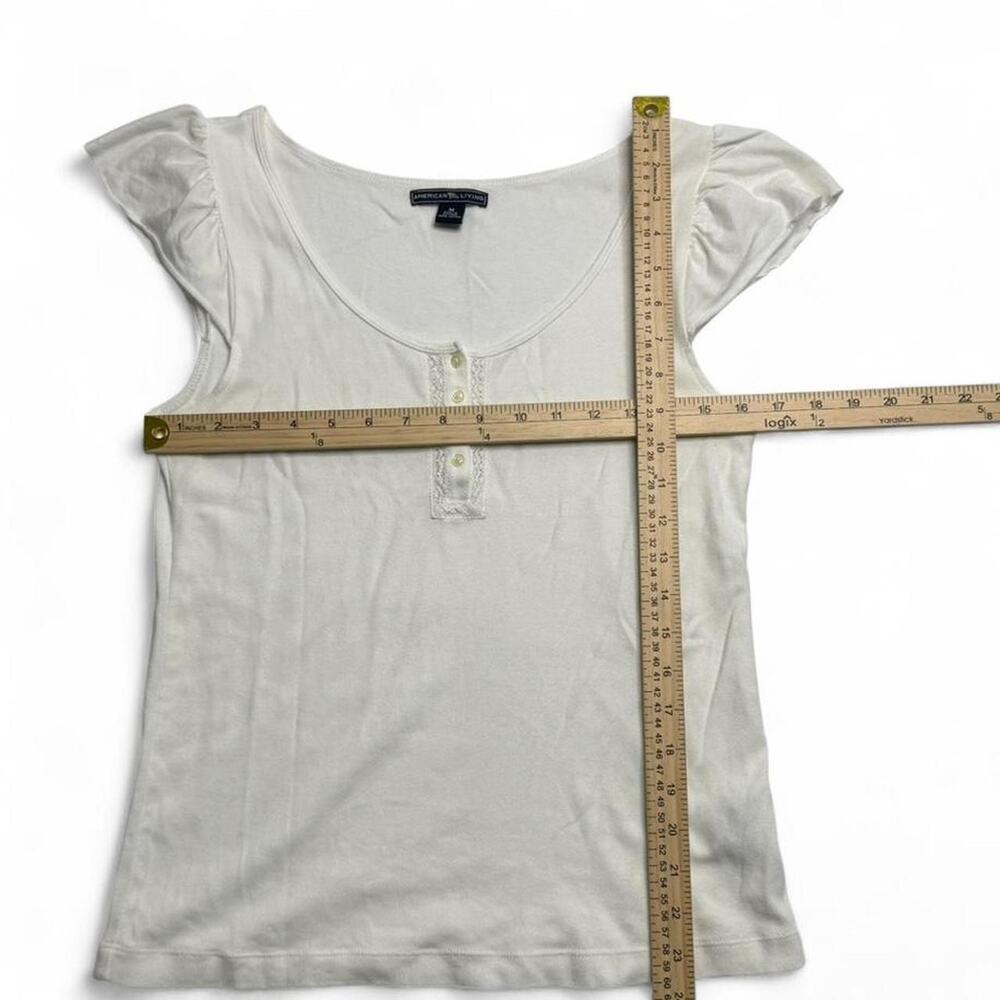 American Living White Baby Doll Henley Short Sleeve Women size large 100% cotton - Picture 3 of 6